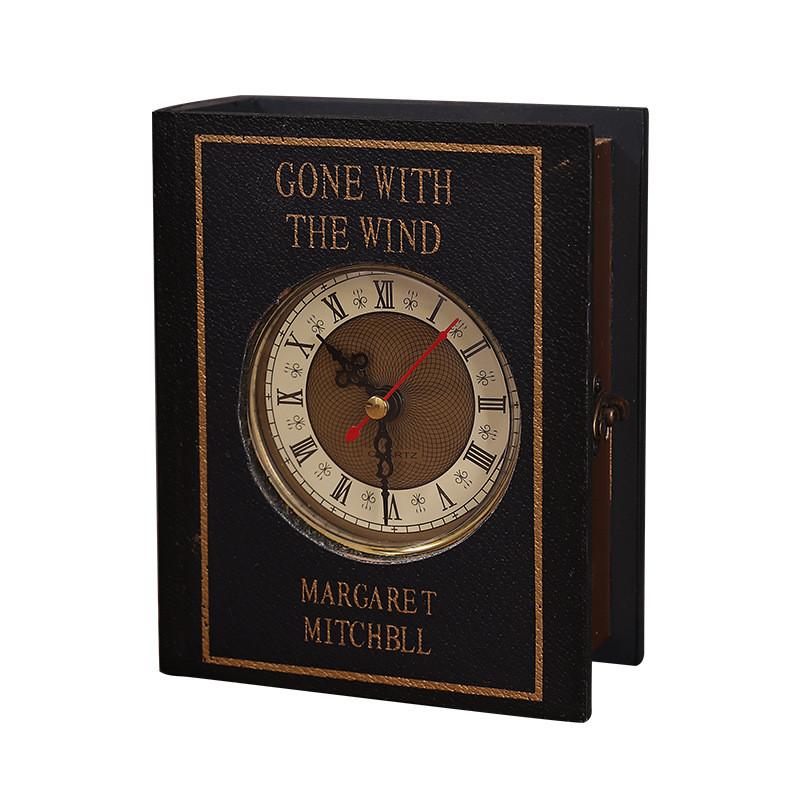 Book Retro Style Storage Organizer With Clock For Living Room Gift Decoration