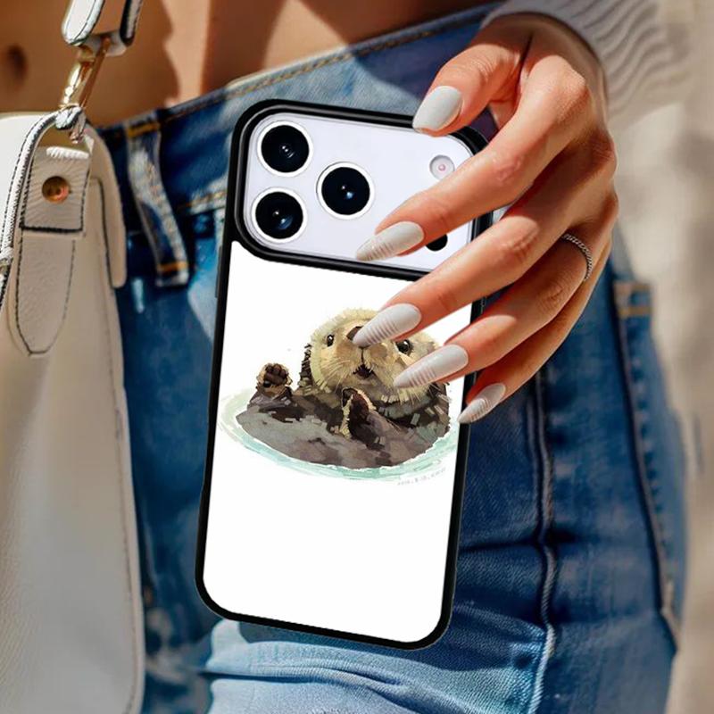 Чехол для телефона с животным Морская выдра Для iPhone 17 Air 14 15 13 12 Max Чехол Для Apple 16e 11 Pro Max Plus Coque