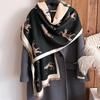 Простой Ретро Стиль Контрастные Цвета Двусторонний Имитация Кашемира Шарф Зимняя Высококлассная Теплая Шаль