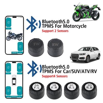 Интеллектуальные датчики TPMS 2/4 шт. для мотоцикла / автомобиля TPMS Система контроля давления в шинах APP Дисплей Тестер шин Bluetooth 5.0