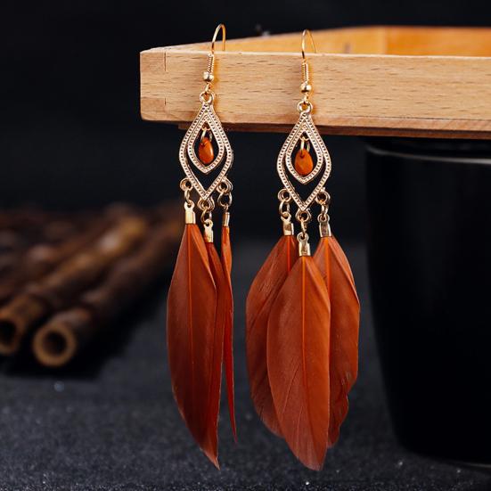 Women Drop Earrings Synthetic Feather Bohemia Creative Tassels Dangle Earrings Dangle Earrings Prom Jewelry