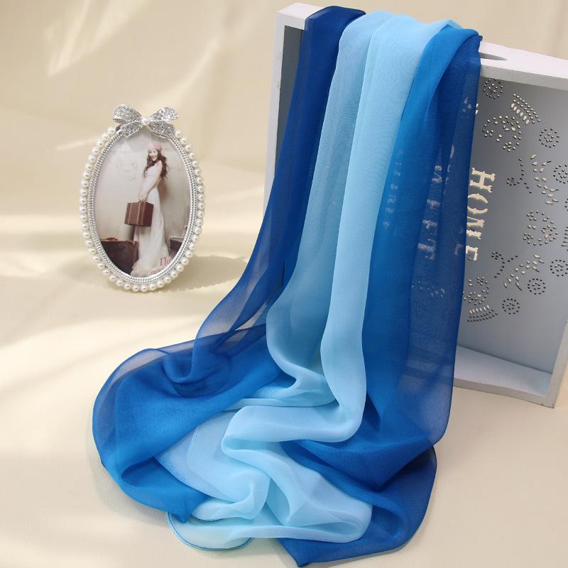 Spring Style Cicada Wings Long Silk Scarf for Women Spring and Autumn Thin Style Fashionable and Versatile Georgette Multi-color Printed Long Scarf