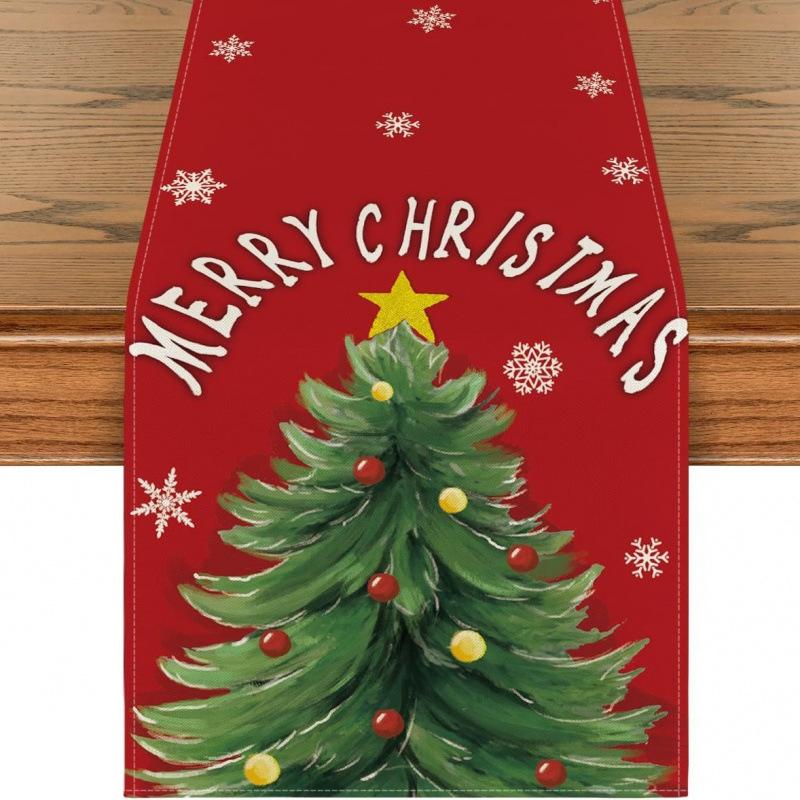 Праздничная скатерть-дорожка 'Снеговик' на рождественскую елку для дома, кухни, столовой, скатерть для украшения вечеринки