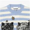 Ganni K2369 628 Cat Graphic Logo Wool Mix Stripe Women S Knit