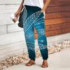 Women Flash Diamond Printing Pants Lace Up Elastic Waist Loose  Trousers Casual Long Pants Trousers with Pockets