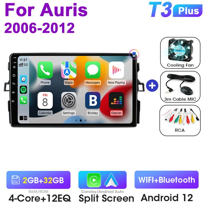 Android 12 Автомобильное радио для Toyota Auris E150 2006 -2012 GPS Carplay Auto 2 Din DVD Stereo интеллектуальные системы Smart Autoradio
