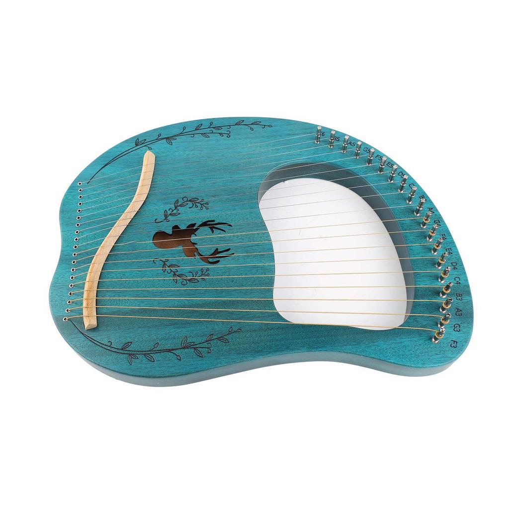 19-струнная лира-арфа Портативная деревянная резонаторная коробка Струнный инструмент с ключом для настройки и медиаторами для начинающих