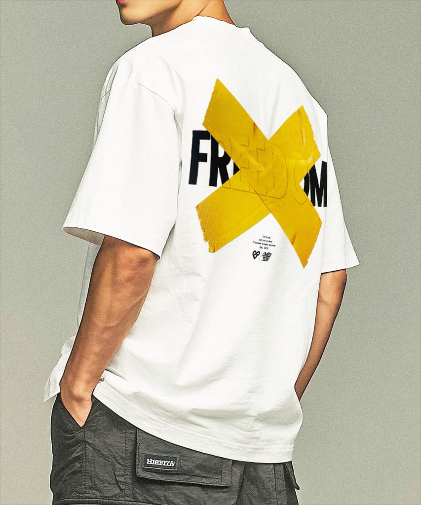Графическая футболка Keobeolaijeu Freedom Yellow (белый)