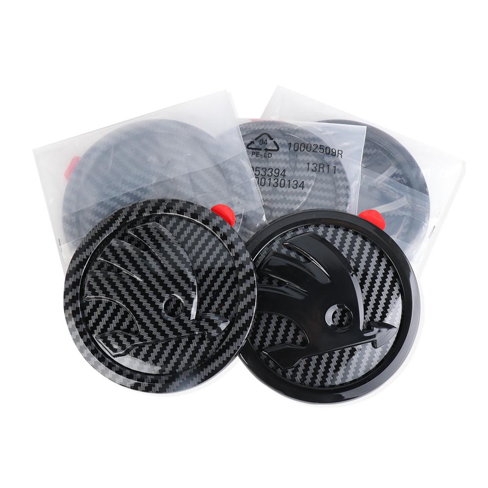 2026 Hot 8/9/10cm Carbon Fiber Badge Car Front Hood Emblem Tail Trunk Logo Sticker For Skoda Octavia Karoq Skoda S VII Fabia Kam