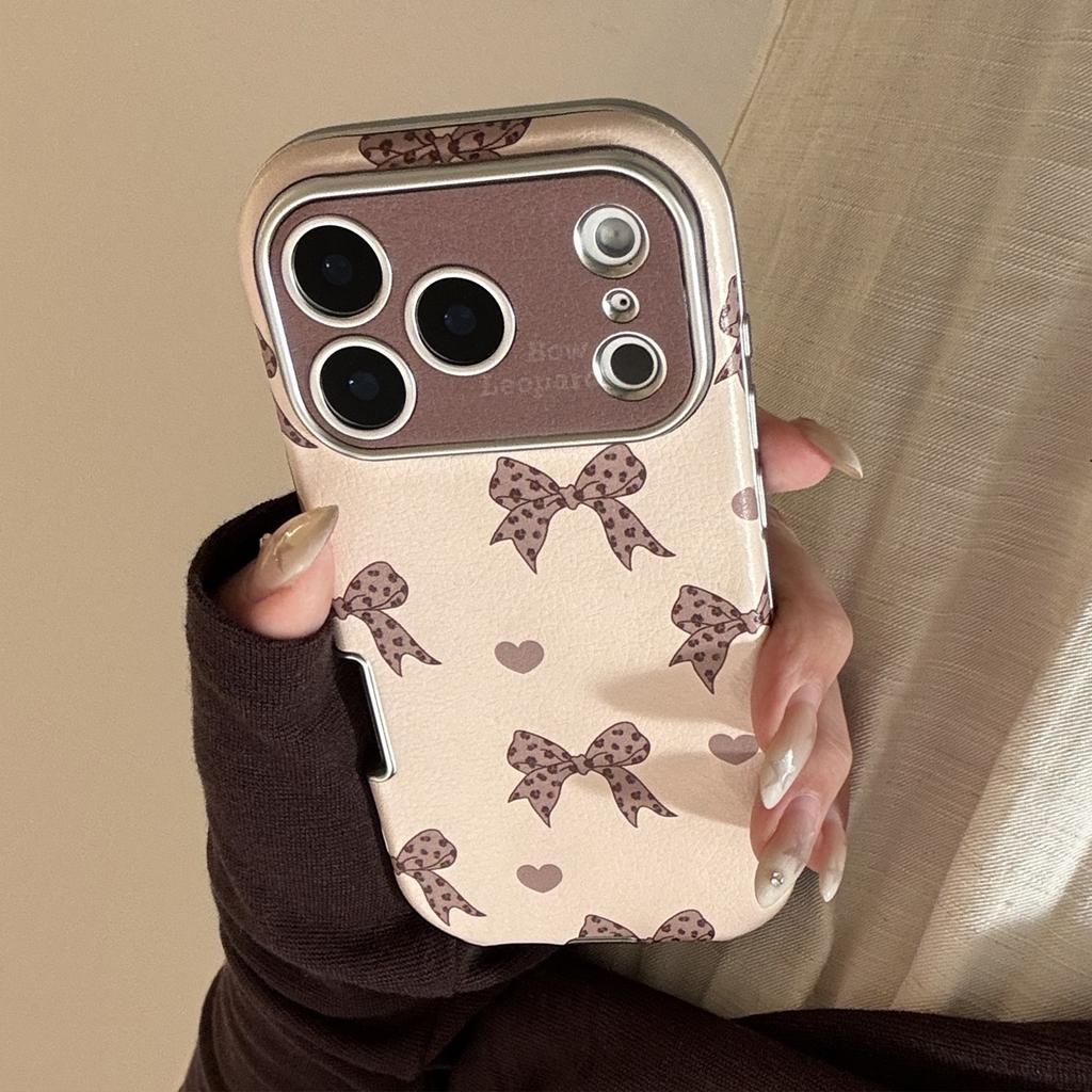 Леопардовый бант для iPhone17 для Apple 16promax Чехол для телефона 15Для13 Милый Крутой Ретро 14 Кожаный чехол