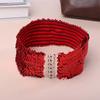 Metal Buckle Sequined Wide Corset Belt Sparkling Waist Corset Belts Elastic Waspie Belt  Punk Style