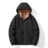 Men Winter Brand Loose Casual Fleece Thickened Jacket Thermal Hooded Men Autumn and Winter