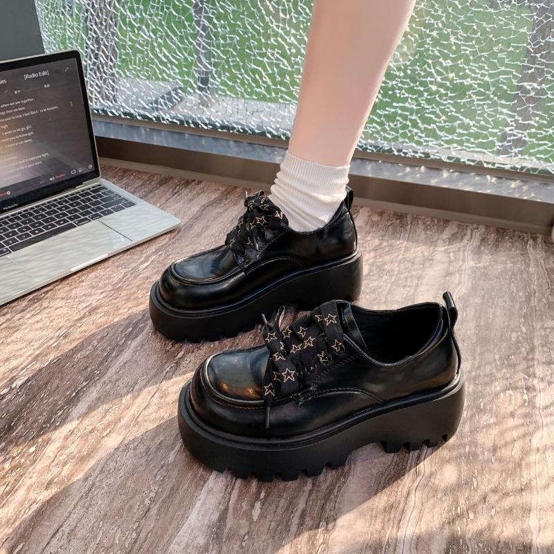 Женские туфли на толстом каблуке Весна Новые с круглым носком Глубокий вырез Передний ремешок Толстая подошва Противоскользящие Износостойкие Туфли с низким верхом