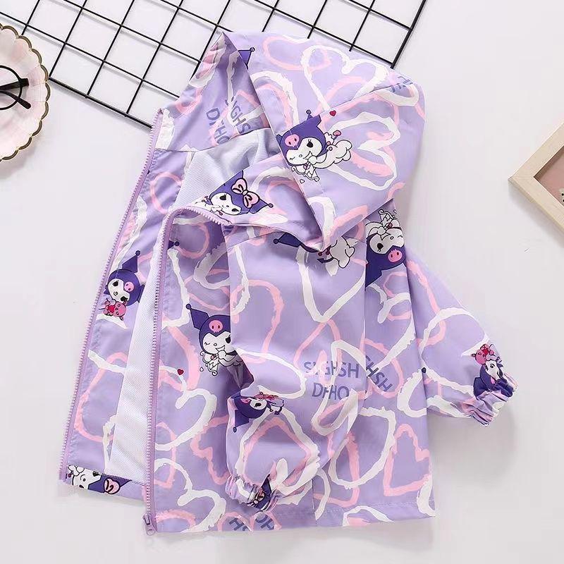 Девичья ветровка с хлопковой подкладкой Kuromi - Детский спортивный топ на осень/зиму 2025