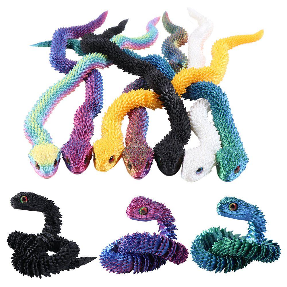 Realistic 3D Printed Snake 30/45/60cm Rotatable Simulated Snake Ornament PLA Multicolor Animal Simulation Model Car Decoration