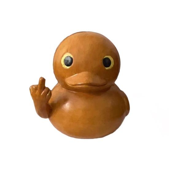 Статуэтка утки со средним пальцем, деревянная текстура, маленькая желтая утка, поводок, скульптура, модель животного, домашний офис, книжная полка, украшение для рабочего стола, орнамент
