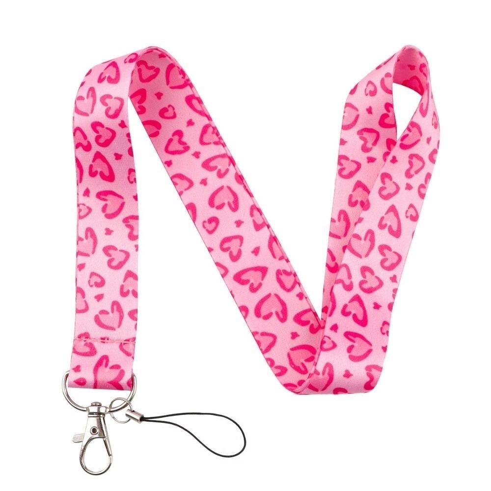 Pink Key Lanyards Heart Neck Strap Keyring Accessories Heart Credential Holder Gifts