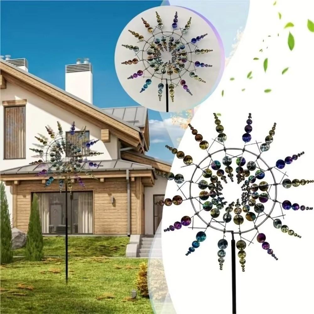 Ground Mounted Wind Spinner Wind Powered Kinetic Sculpture Metal Windmill Garden Decoration