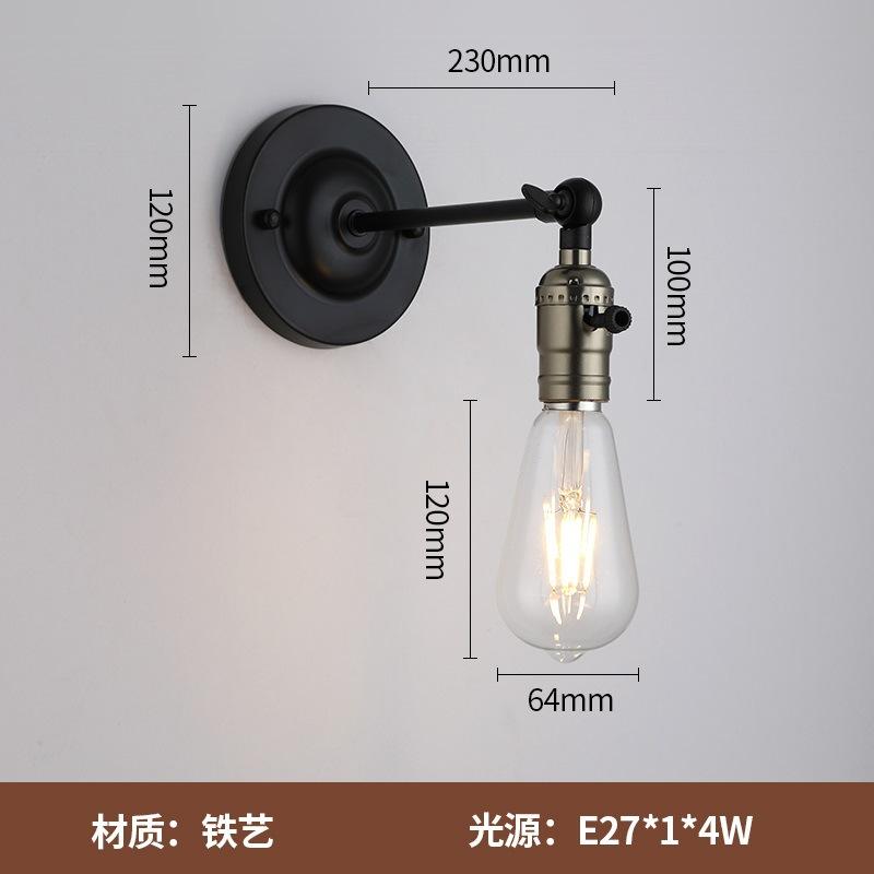 Декор стены Американский ретро промышленный качающийся светильник для спальни, прикроватная лампа для прохода в коридоре, регулируемый складной черный золотой настенный светильник