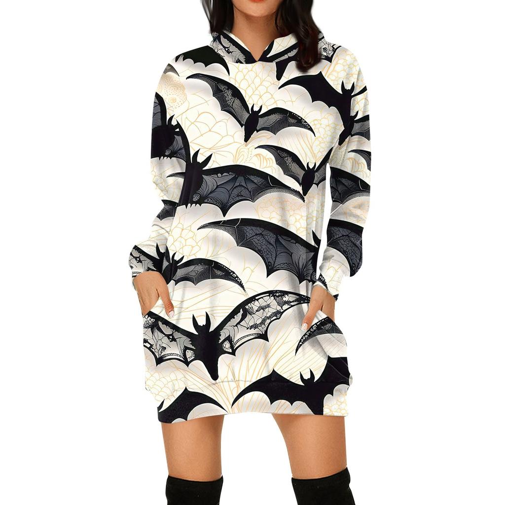 Women's Fashion Loose Casual Pocket Long Sleeve Hoodie Printed Sweatshirt Top