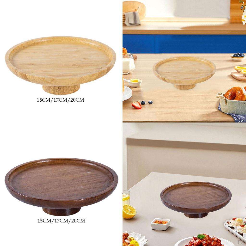 Wood Cake Stand Appetizers Fruit Plate Bamboo Serving Tray Cupcake for Pastries Celebration