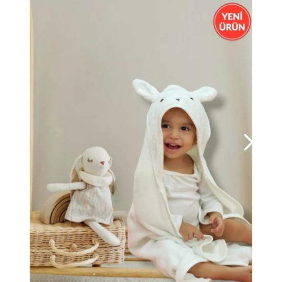 Мягкое хлопковое полотенце для новорожденных девочек и мальчиков, пеленальное полотенце цвета экрю/кролика