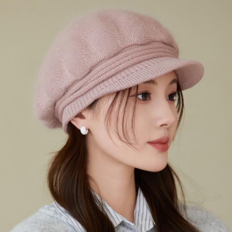 Шапка женская осенне-зимняя шапка вязаная шерстяная шапка зимняя теплая модная берет шапка из искусственного меха кролика