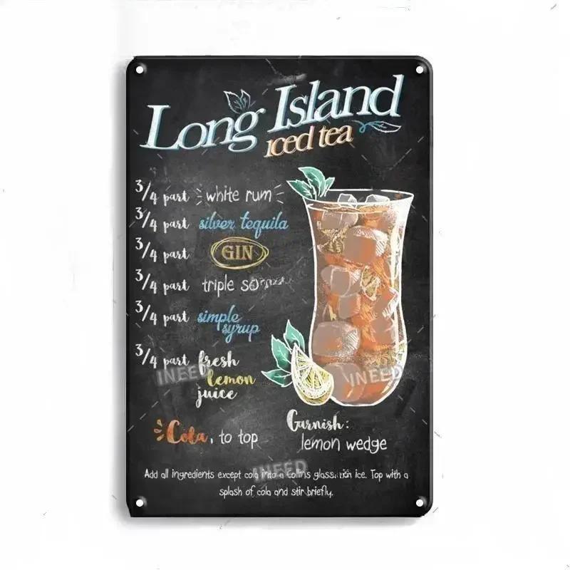 Vintage Metal Sign Decoration Gin & Tonic Cocktail Tinplate Poster Wine Whisky Art Plaque for Bar Home Wall Decor Tin Signs