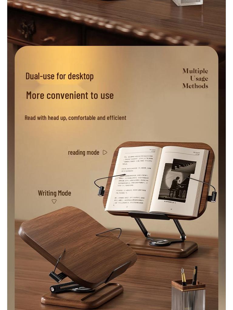 Adjustable Solid Wood Children’s Book Stand: Rotating & Lifting Feature for Maximum Comfort