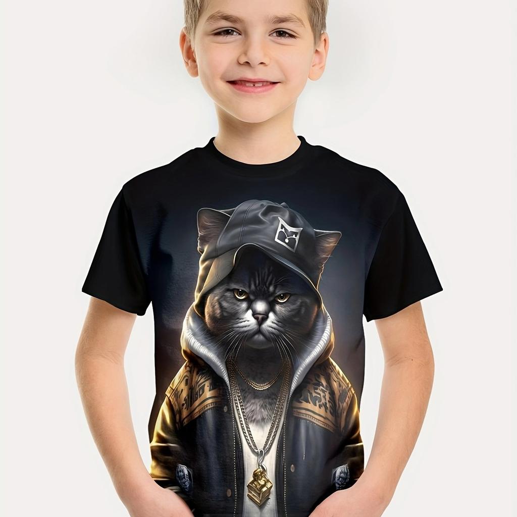 Интересный 3D-принт с животными для мальчиков, креативная футболка, повседневные детские топы с коротким рукавом, футболка, одежда для мальчиков и девочек, летняя одежда