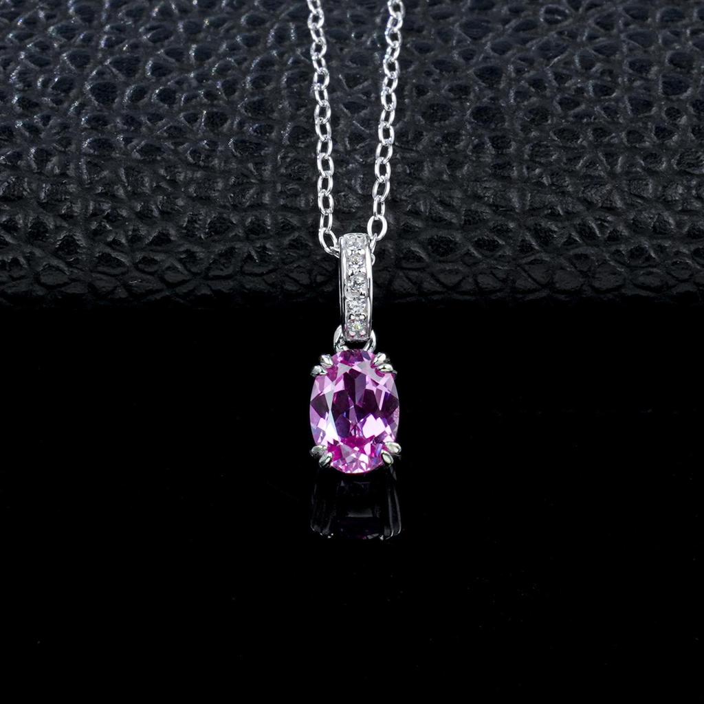 Powder Blue Sapphire & Diamond Clasp Necklace in 925 Sterling Silver - Delicate Chain for Women, Perfect Gift for Qixi or Birthdays.