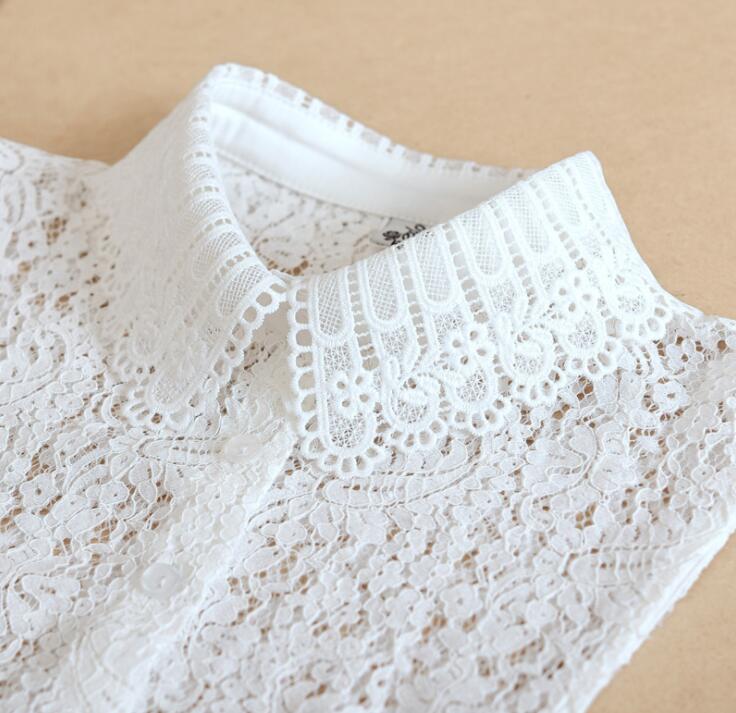 Elegant Lace Collars For Women Shirt Fake False Collar With Beads White Detachable Collar For Women Half Shirt Col Nep Kraagie