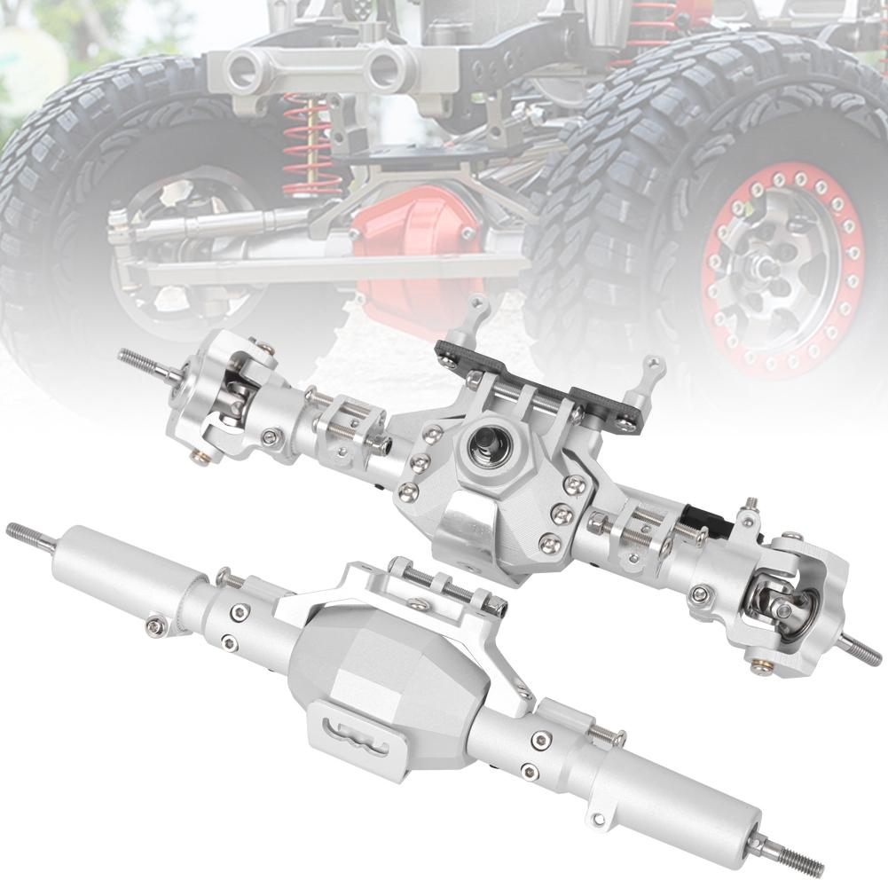 Silver Aluminum Alloy Shell RC Car Front Rear Axle Upgrade Parts Accessory for Axial SCX10 II 90047 90046Front Rear Axle