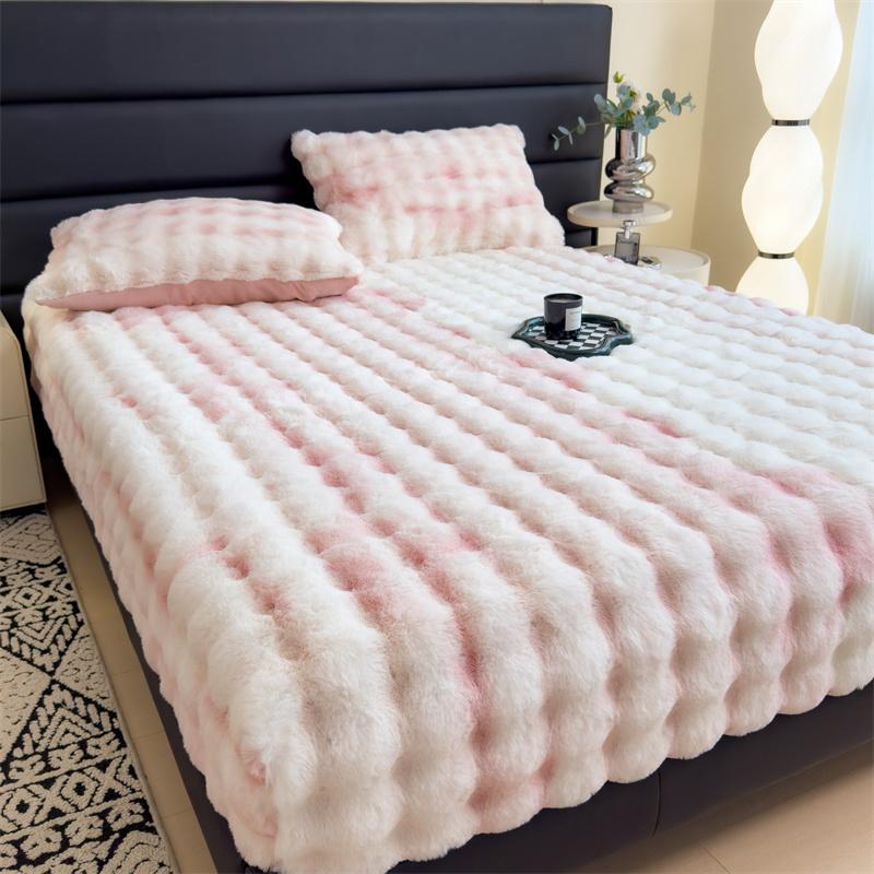 Роскошная плюшевая простыня на резинке из искусственного кролика с глубоким карманом, зимняя утолщенная теплая защита матраса, мягкий пушистый двойной чехол для матраса