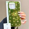 Green Small Floral Print Phone Case for IPhone 16 15 Pro Max 14 13 12 11 Pro XS XR 7 8 Plus Tinfoil Pattern Flowers Soft Cover
