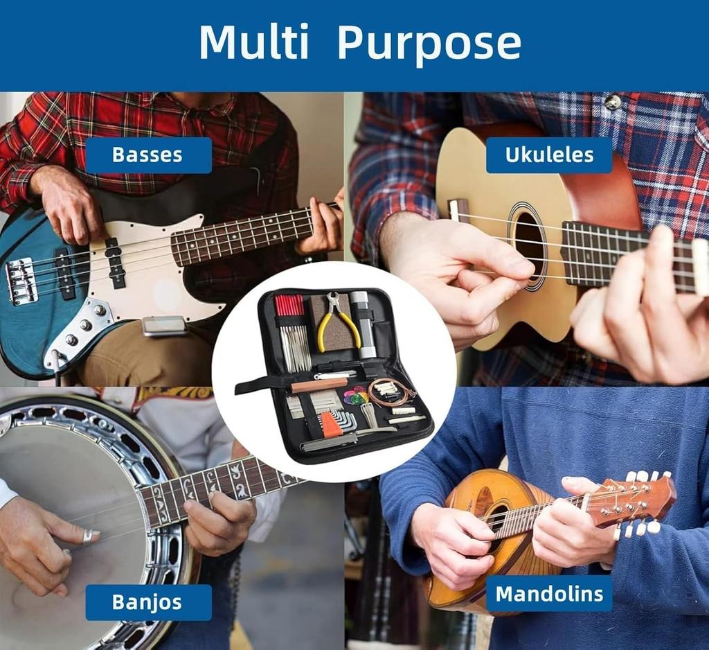 Набор инструментов для ремонта гитары 72 шт. Набор инструментов для обслуживания гитары для гитары, укулеле, бас-гитары, банджо, инструменты лютье, набор инструментов для ремонта гитары
