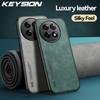 KEYSION Luxury Retro PU Leather Case for OnePlus 13R Soft Silicone+PC Shockproof Phone Back Cover for OnePlus Ace 5 Pro 1+ 13R 5G