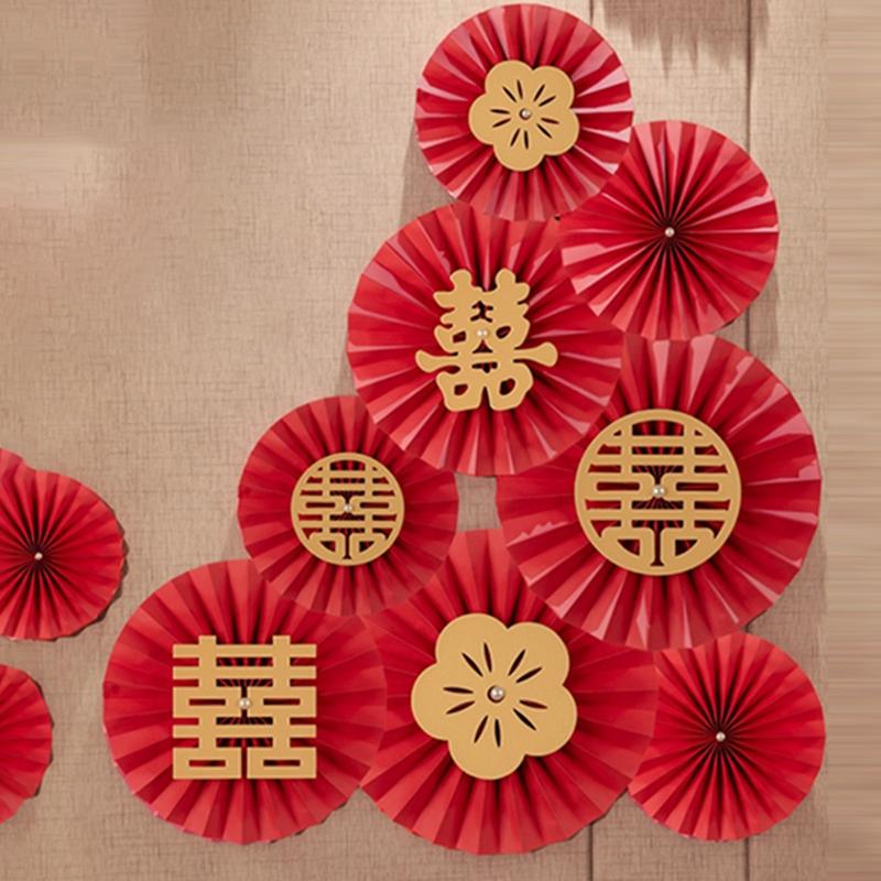 Chinese Wedding Decoration Double Happiness Background Wall Ornament Traditional Wedding Wall Stickers Decal Party Supplies