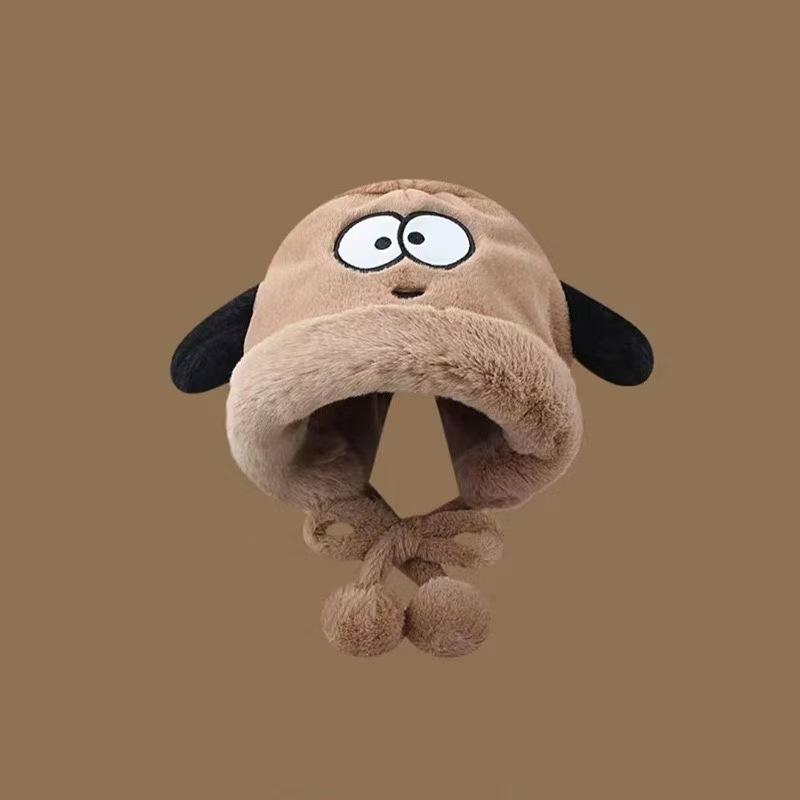 Милая шапка с ушками медведя женская зимняя большая окружность головы вязаная пушистая шапка велосипедная морозостойкая пушистая шапка-пуловер