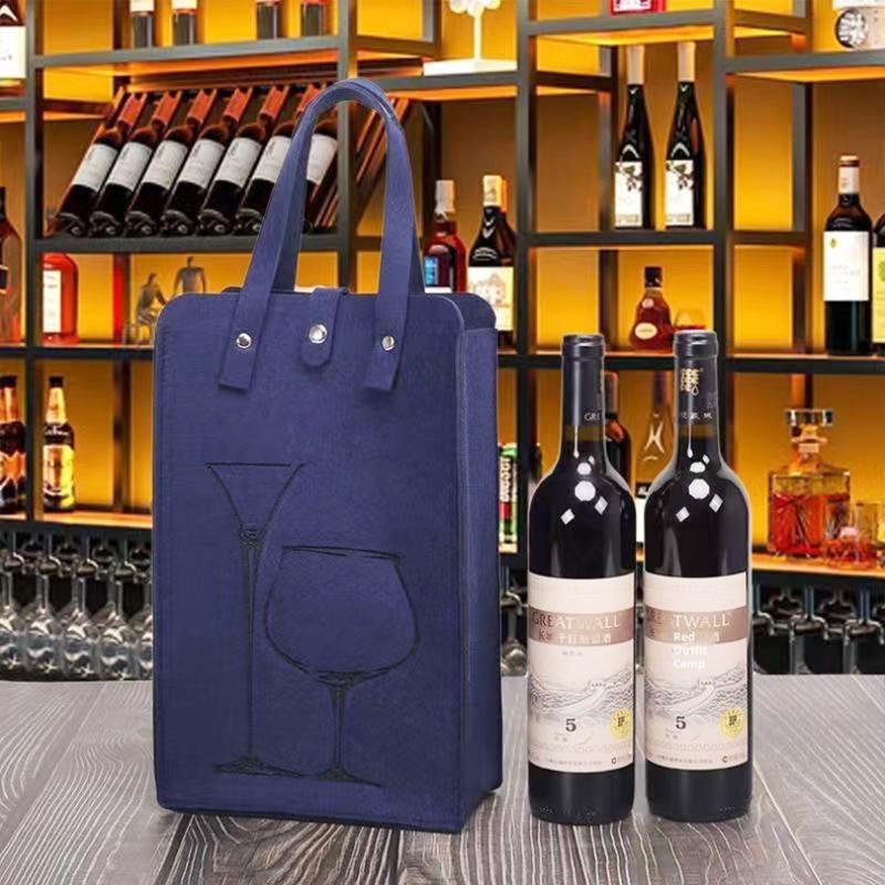 Фетровый пакет для винных бутылок Двойной бутылочный Отличная грузоподъемность Ручной пакет для упаковки напитков Подарочная упаковка Мешочек для хранения Сумка-тоут для вина