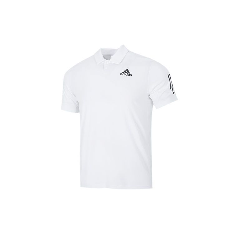Adidas Теннисная спортивная повседневная рубашка поло с однотонной полосой, мужские топы с коротким рукавом, белые HF1815