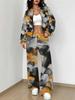 Splicing Autumn And Winter New European And American Fashion Sense Women'S Clothing Floral Printing Suit Women