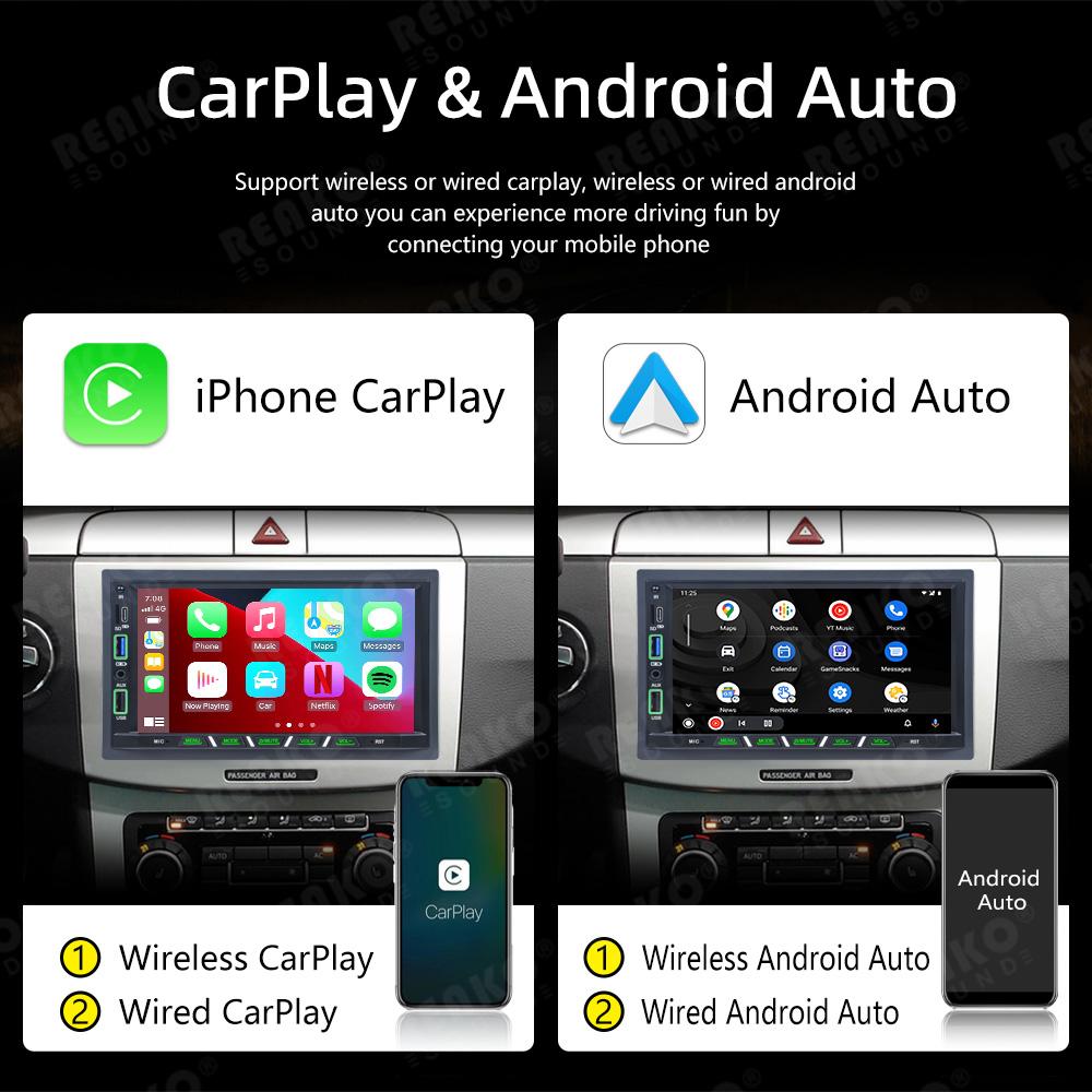Reakosound 7'' Android Car Radio CarPlay Universal Car Gps Screen Adjustable 2 DIN Car Stereo Radio Navigation Player Head Unit