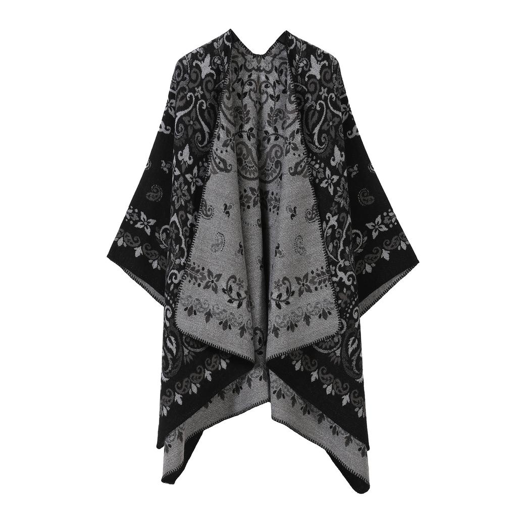 Classical Style Women's Shawl Double-sided Tassel Slit Cape High-end Travel Warm Cape