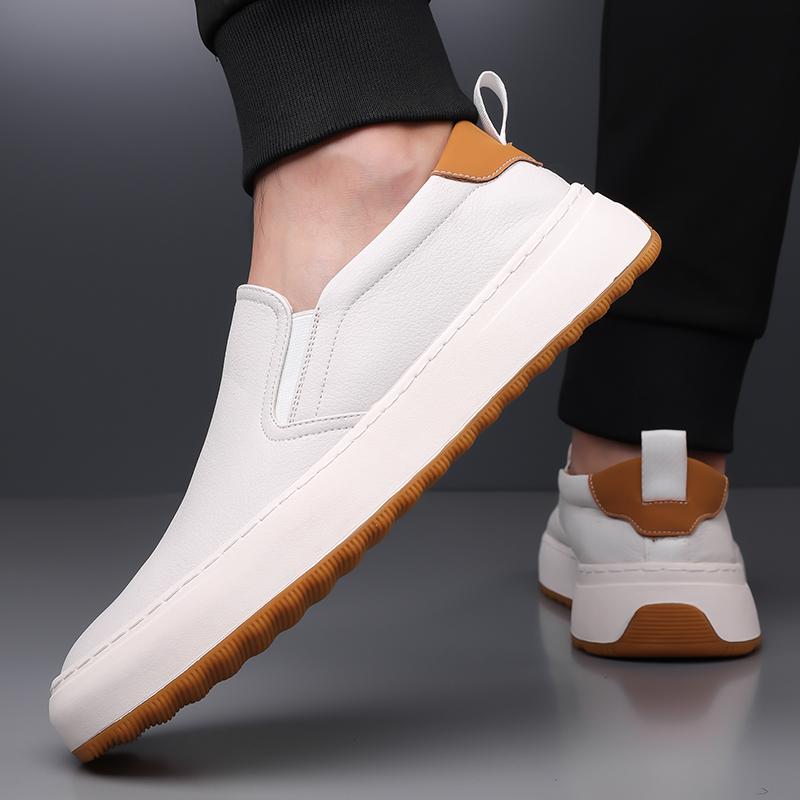 White leather shoes Trendy men's brand styles Casual Fashion Party Comfortable walking High quality  Board shoes