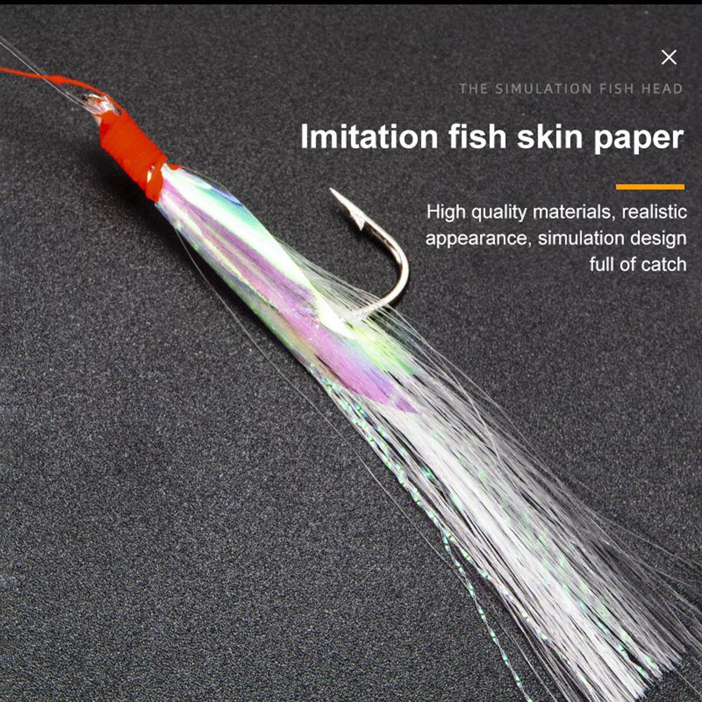 Crystal Barbed Bait Hooks Mackerel Feathers Mackerel Barbed Hook Bass Cod Lures Sea Fishing Rigs