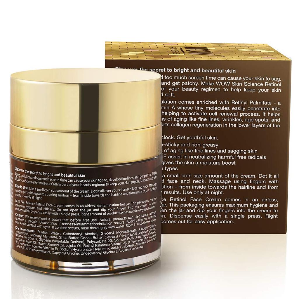 WOW skin Science Retinol Face Cream - Oil Free, Quick Absorbing, 50g