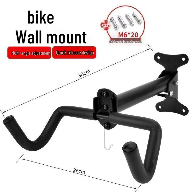 Adjustable Wall-Mounted Bicycle Trailer Rack with Rotating Hook for Mountain Bikes