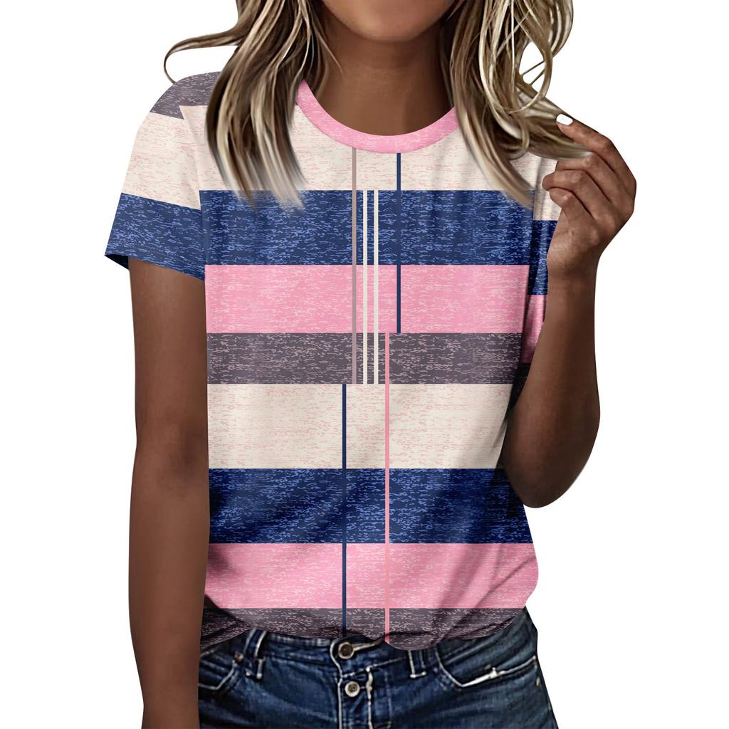 Женские футболки, женские топы с короткими рукавами, нарядные летние повседневные модные блузки с круглым вырезом, топы-туники, День независимости