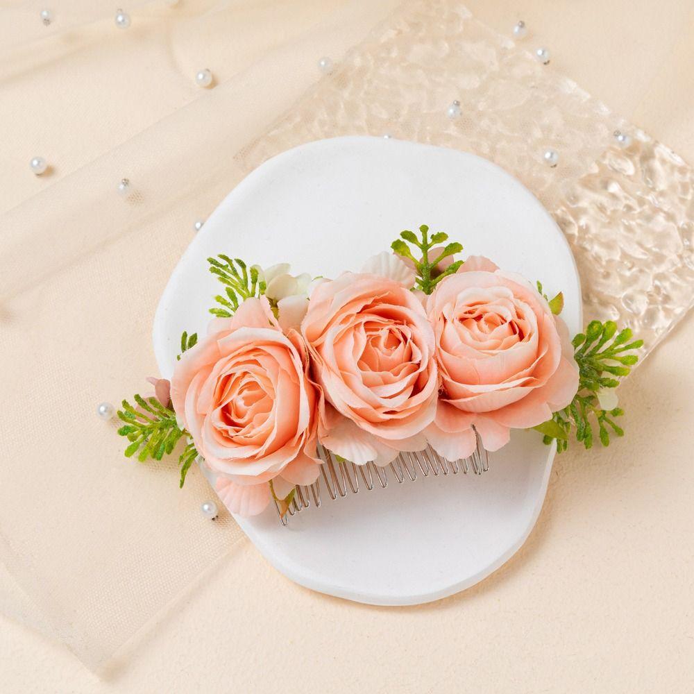 Свадебные аксессуары для волос Цветочный лист Расческа для волос Цветочная расческа для волос Свадебные украшения для волос с кристаллами
